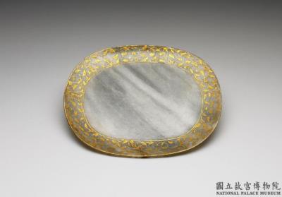 图片[2]-Jade plate with gilt gold floral patterns, Mughal Empire-China Archive